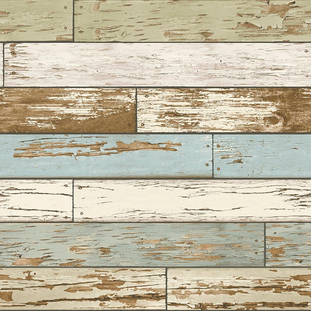 NuWallpaper NU2188 Old Salem Vintage Wood Peel & Stick Wallpaper, Blue