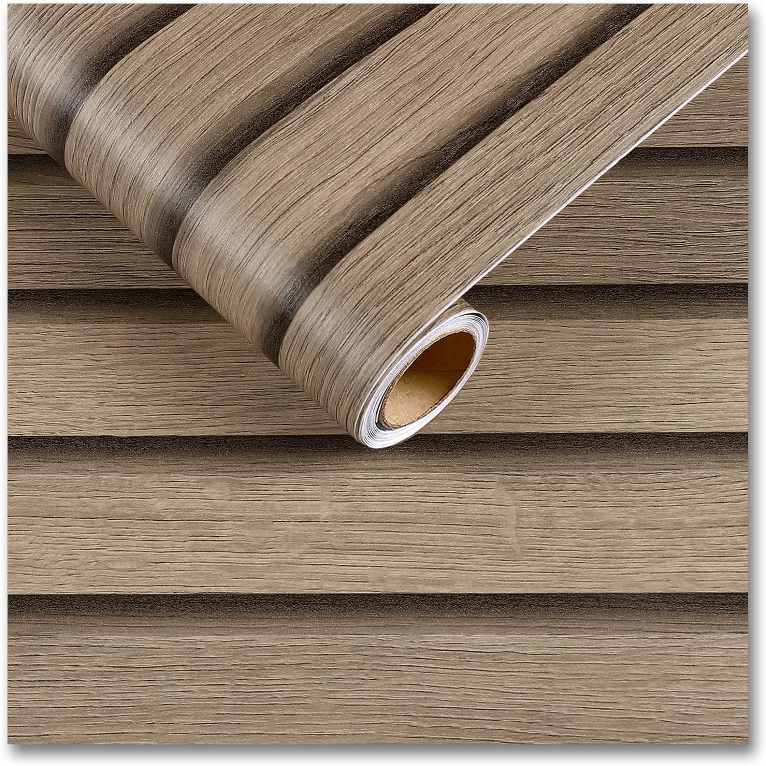 CRE8TIVE Brown Wood Slat Wallpaper Peel and Stick 12x80 Natural Wood Grain Contact Paper Waterproof Self Adhesive Wooded Stripe Wood Panel Look Wallpaper Vinyl Wrap for Kitchen Countertops Cabinets