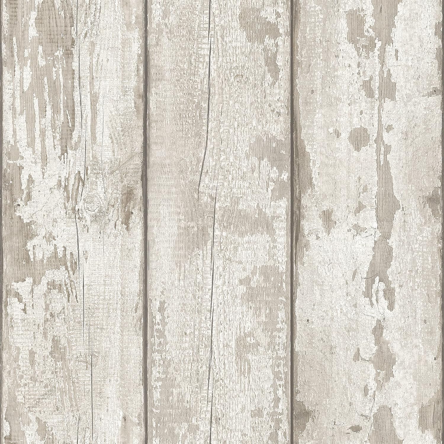 Arthouse Whitewashed Wood Effect Wallpaper - Panel Effect Look - Natural Distressed Weathered - Photographic Style - Realistic Design - White, Brown Color Wallpaper 694700