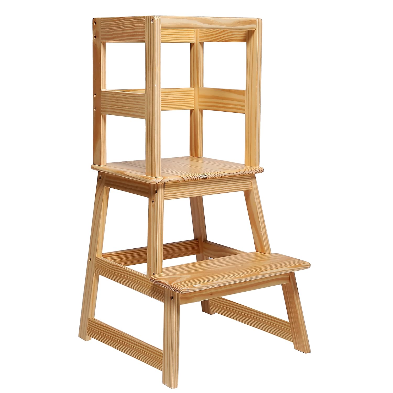 SDADI Kids Kitchen Step Stool with Safety Rail - for Toddlers 18 Months and Older, Natural LT01N