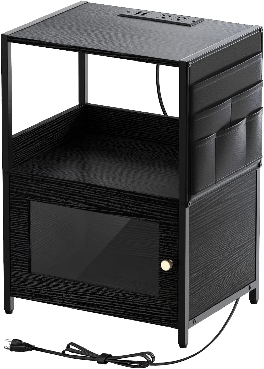 SAUCE ZHAN End Table with USB Port and Outlet, Nightstand for Small Space Side Table with Storage for Living Room, Bedroom