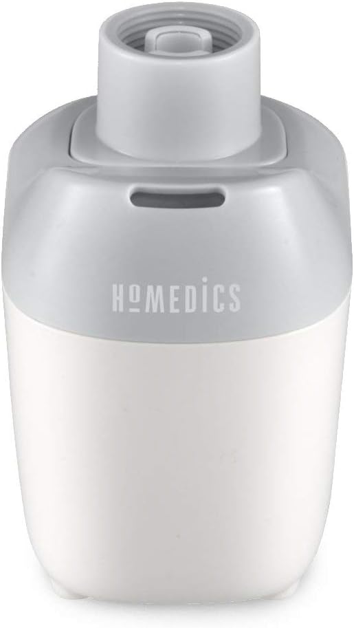 Homedics Ultrasonic Portable Humidifier  Small Air Humidifiers for Bedroom, Plants, Office, Travel  Cool Mist Humidifiers, Uses Standard Water Bottle, White