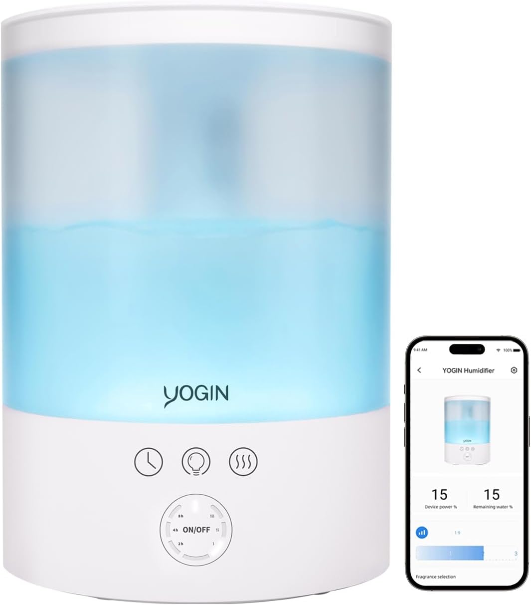 Humidifiers for Bedroom Large room,Top fill 2.5L Ultrasonic cool mist Humidifiers for Baby Nursery and Plants,Up to 24 Hours, 24db Quiet,Night Light, Easy Clean Humidifier,Wifi