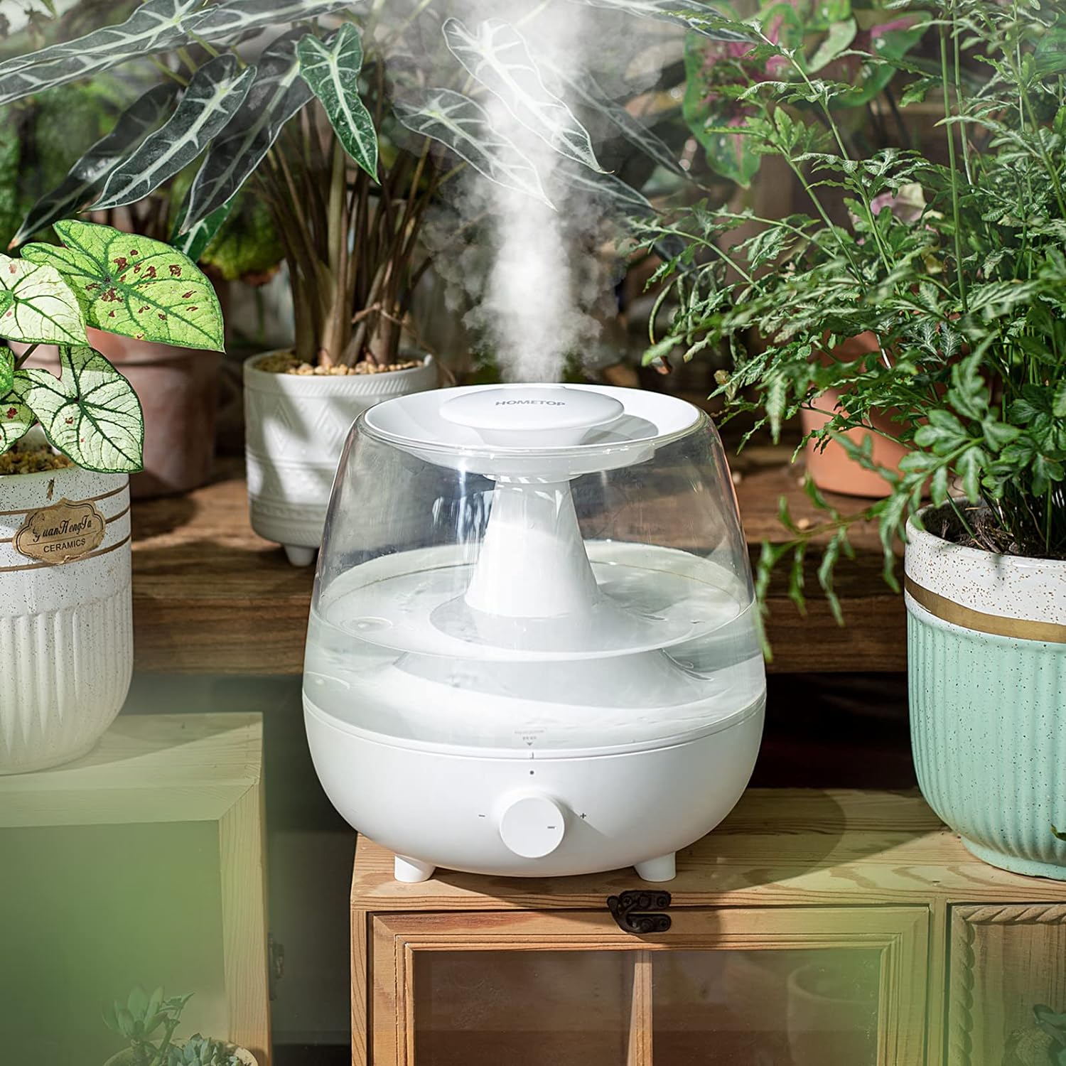24-Hour Ultrasonic Cool Mist Humidifier, Personal Desktop Humidifiers for Bedroom, Office and Nursery, 2.4L Top Fill Humidifiers with Essential Oils Diffuser, Quiet Rapid Humidification