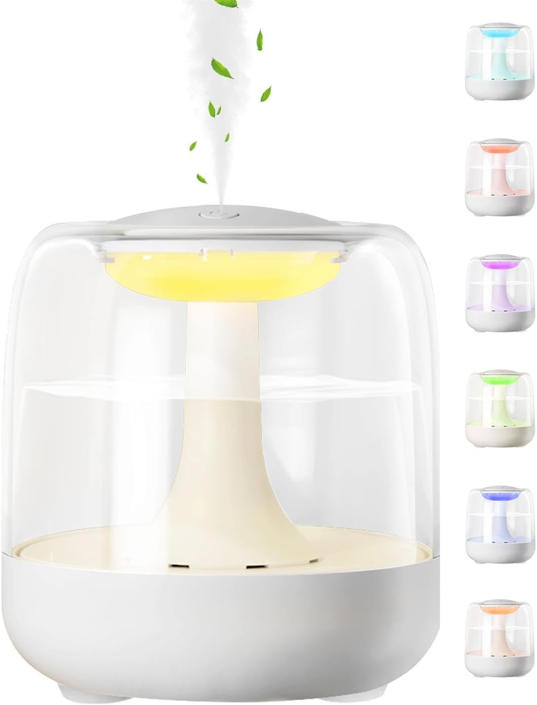 Mini Cool Mist Humidifier for Home Bedroom, 650ml Top Fill USB Personal Desktop Humidifier with Colorful LED Night Light for Plants, Office Room, Auto Shut-Off, 2 Mist Modes, Super Quiet, White