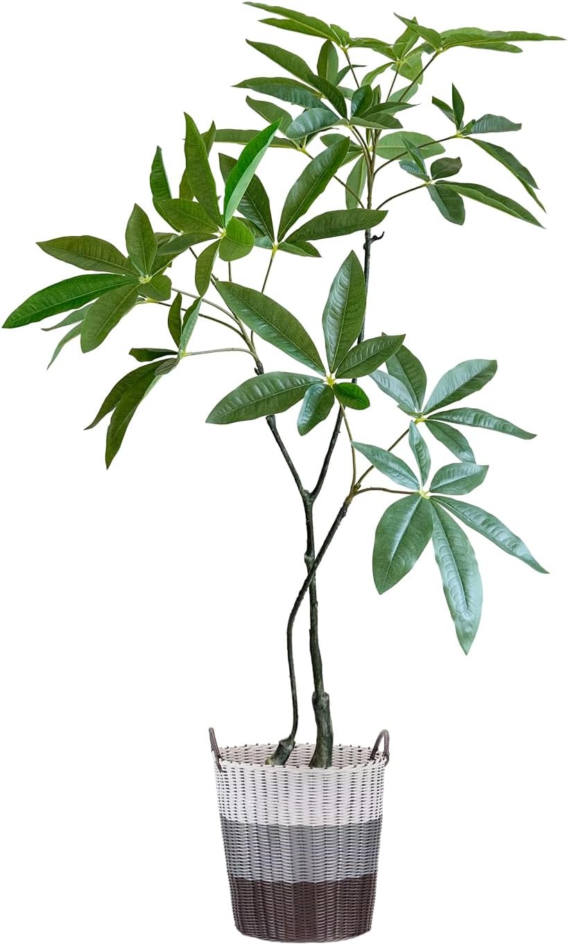 BESAMENATURE 4 ft. Tall Artificial Money Tree Plant, Faux Reak Touch Tree for Home Office Decor Indoor