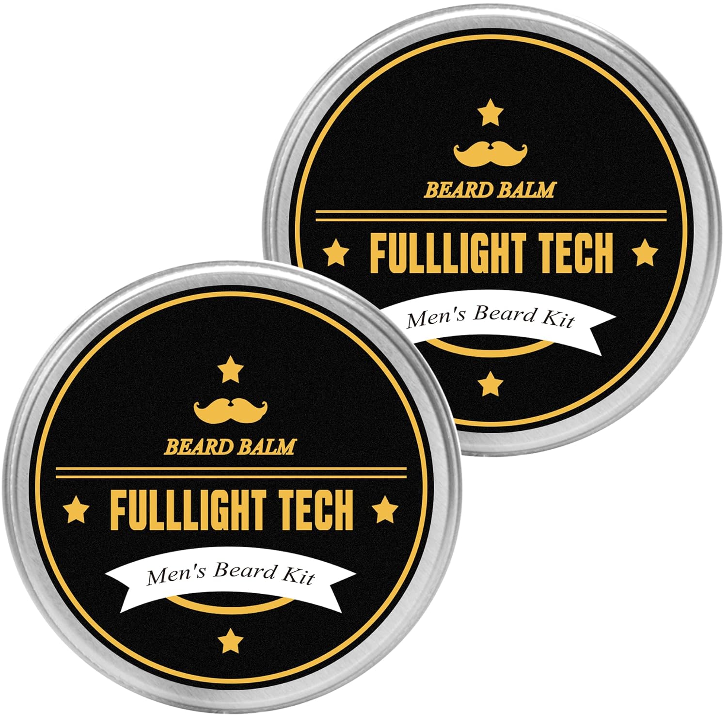 FULLLIGHT TECH 2 Pack Beard Balm with Citrus Scent -Coconut & Argan & Jojoba Oils- Styles, Hydrates & Smooths Beards & Mustaches,Beard Styling Balm for Mens Gifts for Men