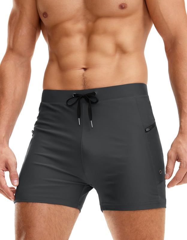 G Gradual Men' Swimsuit Trunks with Zipper Pockets Quick Dry Swimwear Bathing Suit Swim Briefs Board Shorts for Men