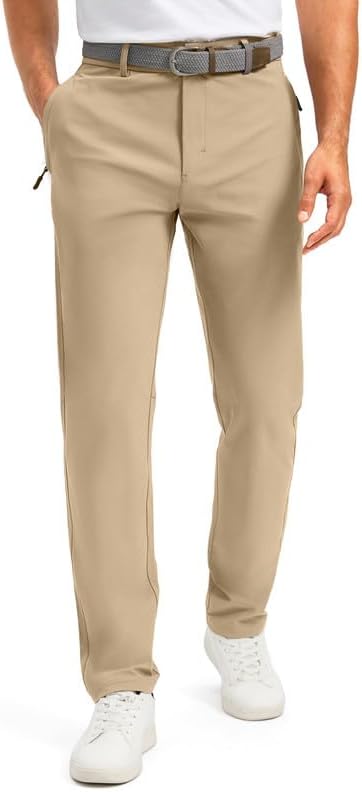 Men' Golf Pants - 30/32/34 Slim Fit Stretch Lightweight Dress Pants for Men with Zipper Pockets Casual Work