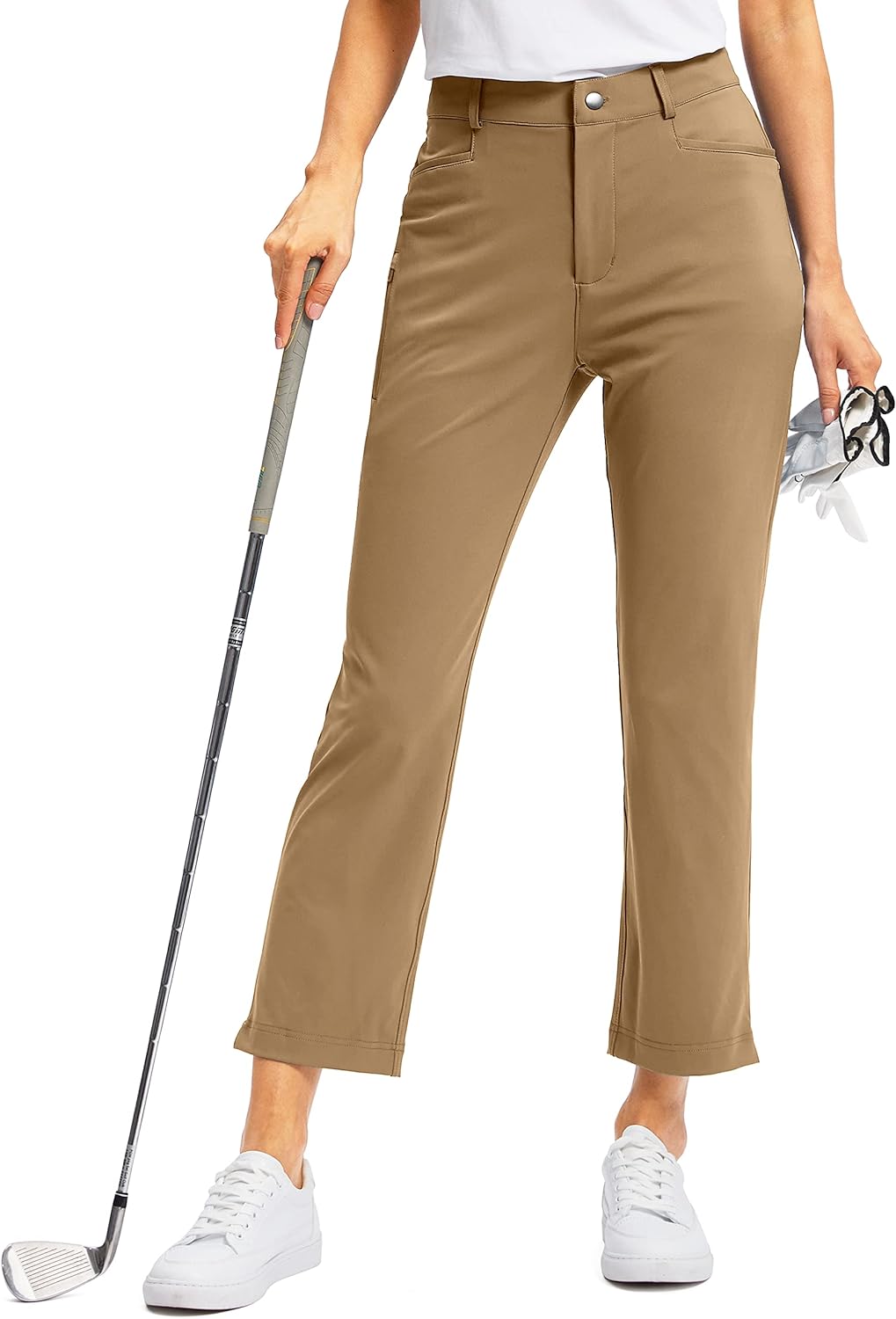 Women' Golf Pants with Zipper Pockets 7/8 Stretch Sweatpants Casual Athletic Work Ankle Pants for Women