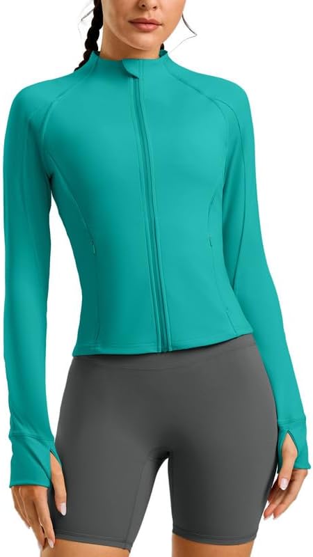 G Gradual Women' Cropped Workout Jacket Slim Fit Full Zip Athletic Running Gym Jackets for Women with Thumb Holes Pockets