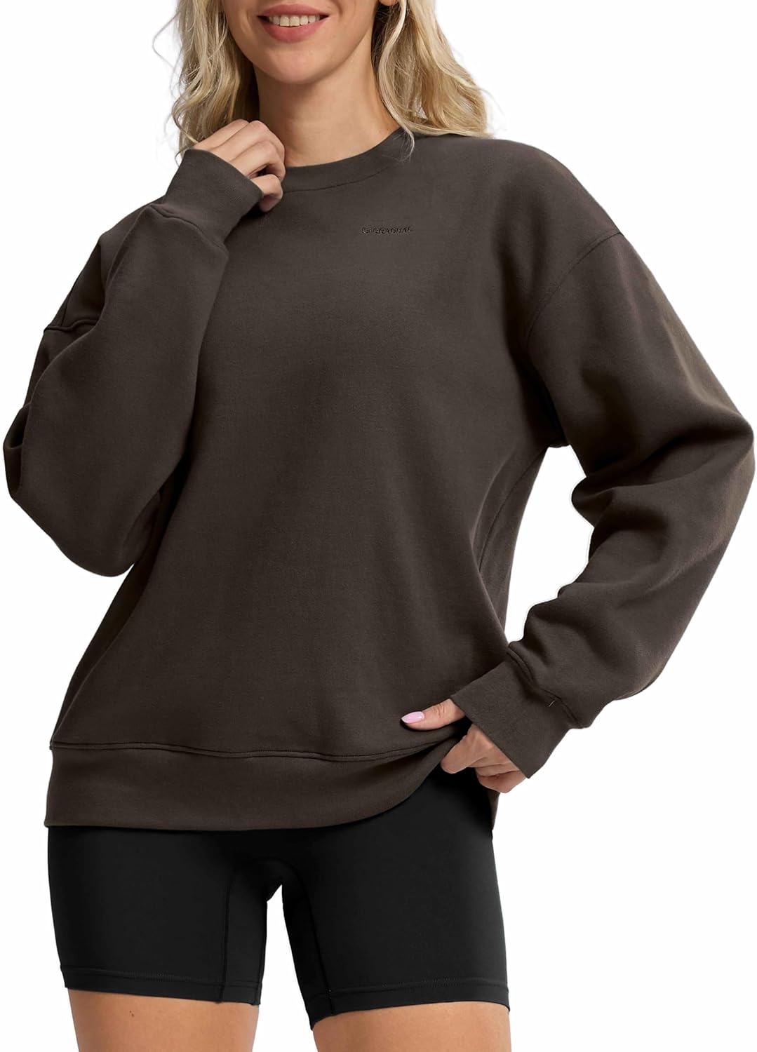 G Gradual Women' Crewneck Sweatshirts Oversized Cotton-blend Fleece Pullover Sweatshirt for Women Loose Fit