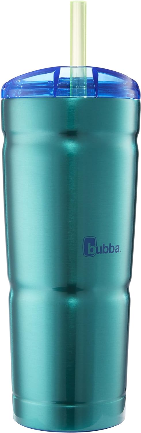 BUBBA BRANDS Envy S Vacuum-Insulated Stainless Steel Tumbler with Lid and Straw, 24oz Reusable Iced Coffee or Water Cup, BPA-Free Travel Tumbler, Island Teal