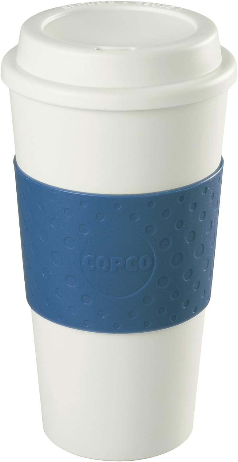 Copco 2510-9966 Acadia Double Wall Insulated Travel Mug with Non-Slip Sleeve, 16-Ounce, Blue