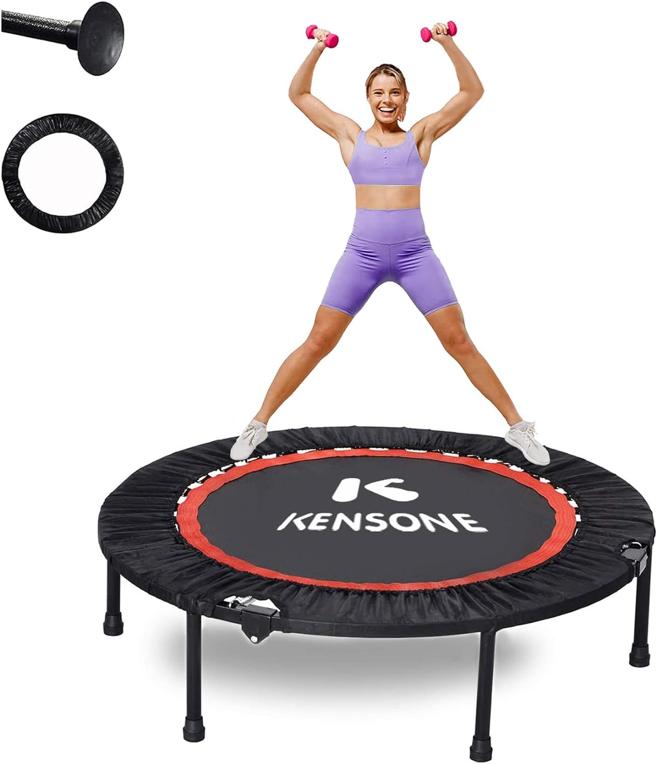 KENSONE 40 Mini Trampoline Rebounder Trampoline for Adults Small Fitness Trampoline for Kids Bounce Exercise, 1 Extra Cotton Safety Pad Included, Max Load 330 LBS