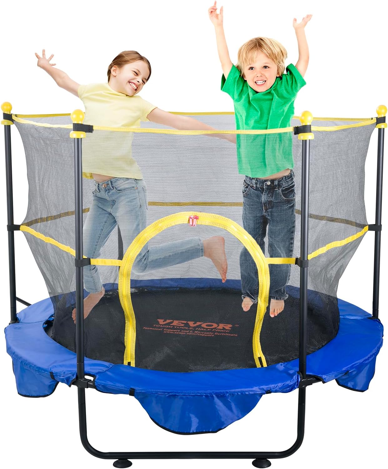 5FT Trampoline for Kids, 60 Indoor Outdoor Trampoline with Safety Enclosure Net, Basketball Hoop and Ocean Balls, Mini Toddler Recreational Trampoline Birthday Gifts for 3  Years Kids