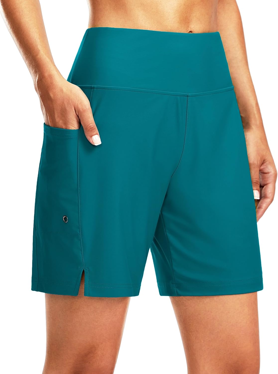 These swim shorts are the perfect length for me. They are silky and comfortable. They washed well in cold water on delicate cycle. I would buy again.