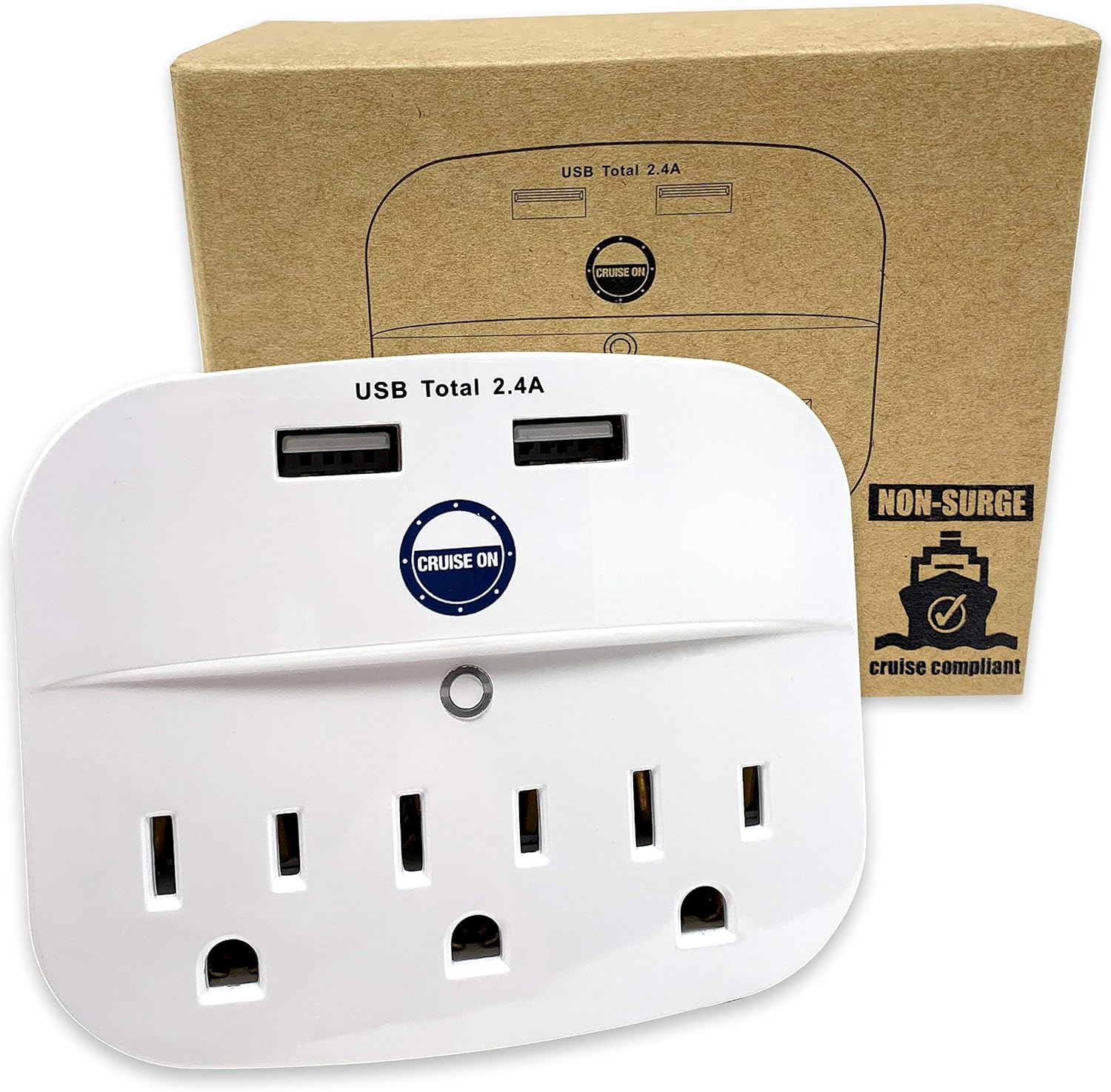 Cruise Power Strip No Surge Protector with USB Outlets - Ship Approved (Non Surge Protection) Cruise Essentials in 2024 & 2025 (White)