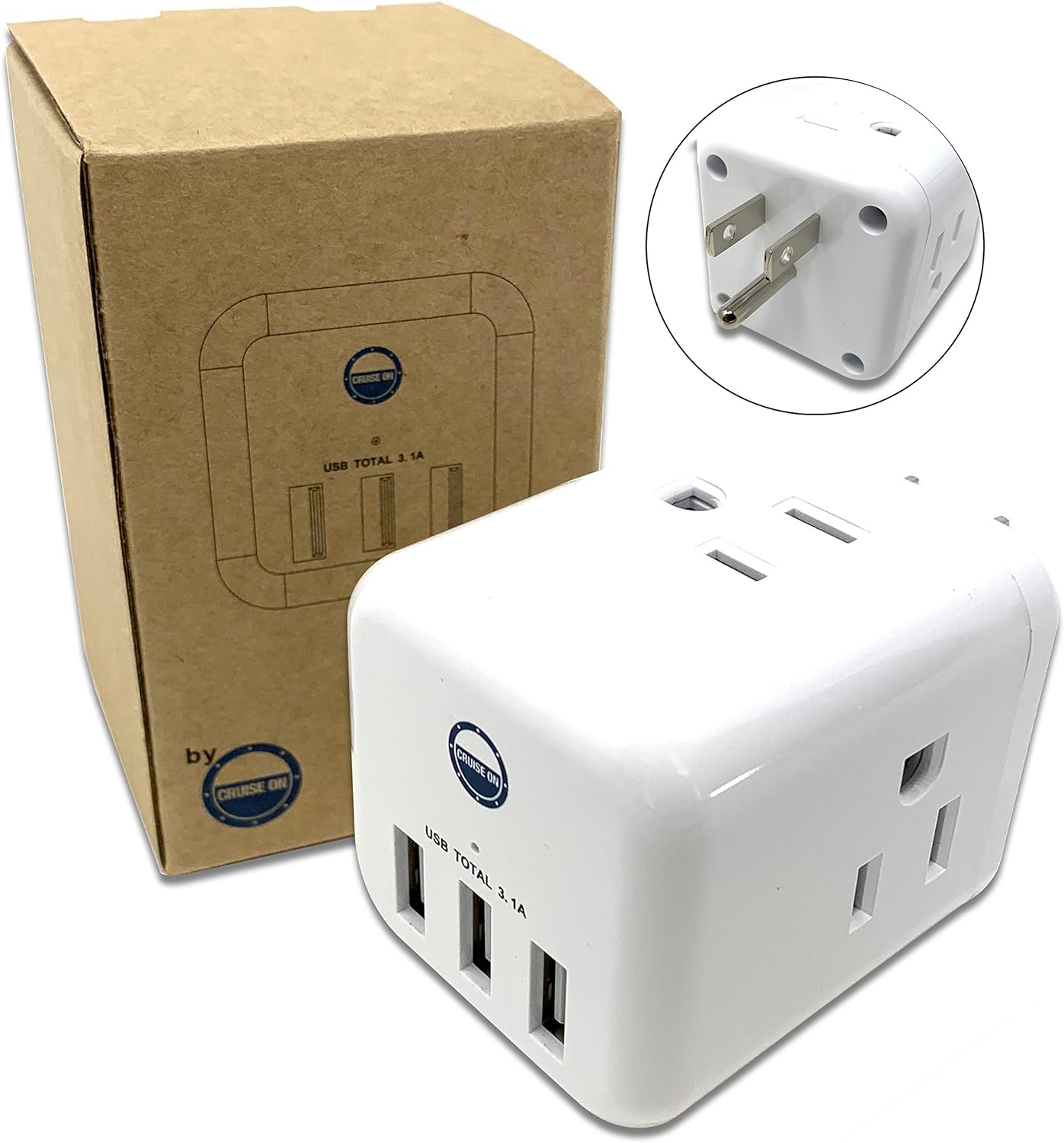 Cruise Approved Power Strip Non Surge Multi Plug [6 Outlets] 3 USB & 3 AC Outlet for Carnival, Royal Caribbean, Norwegian NCL, Princess Disney & All Cruise Ships in 2024 & 2025