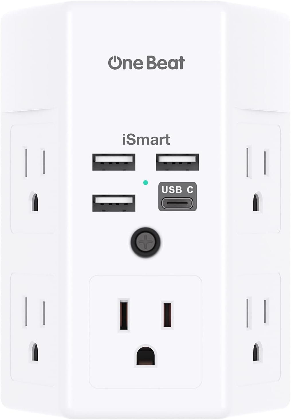 Surge Protector, 5 Outlets Extender with 4 USB Ports(USB C), 3-Side 1800J Power Strip Multi Plug Outlet Expander, Charger, Outlet Splitter Adapter Wall Mount for Home Travel Office ETL Listed