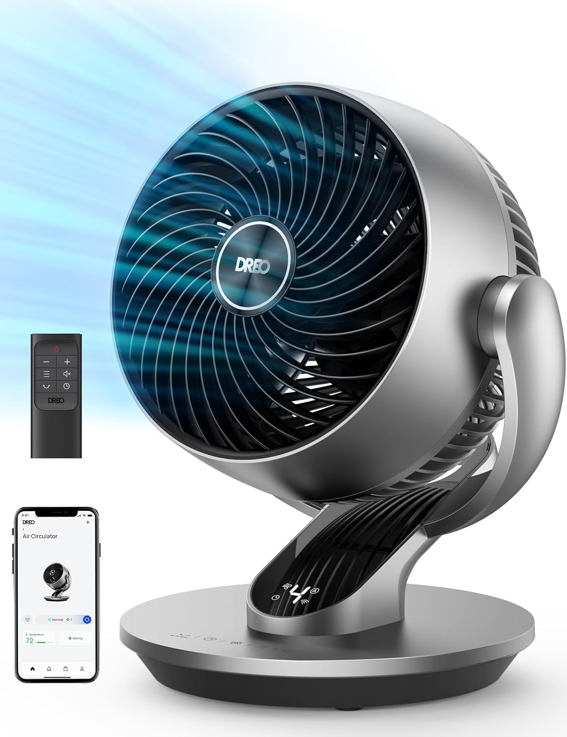 Dreo Smart Table Fans for Bedroom, 13 Inch 120 90 Oscillating Fans with Remote/Voice/Wifi/Alexa Control, Powerful 70 ft Air Circulator Fan, 4 Speeds, 5 Modes, 12H Timer, Quiet Fan for Office, Home