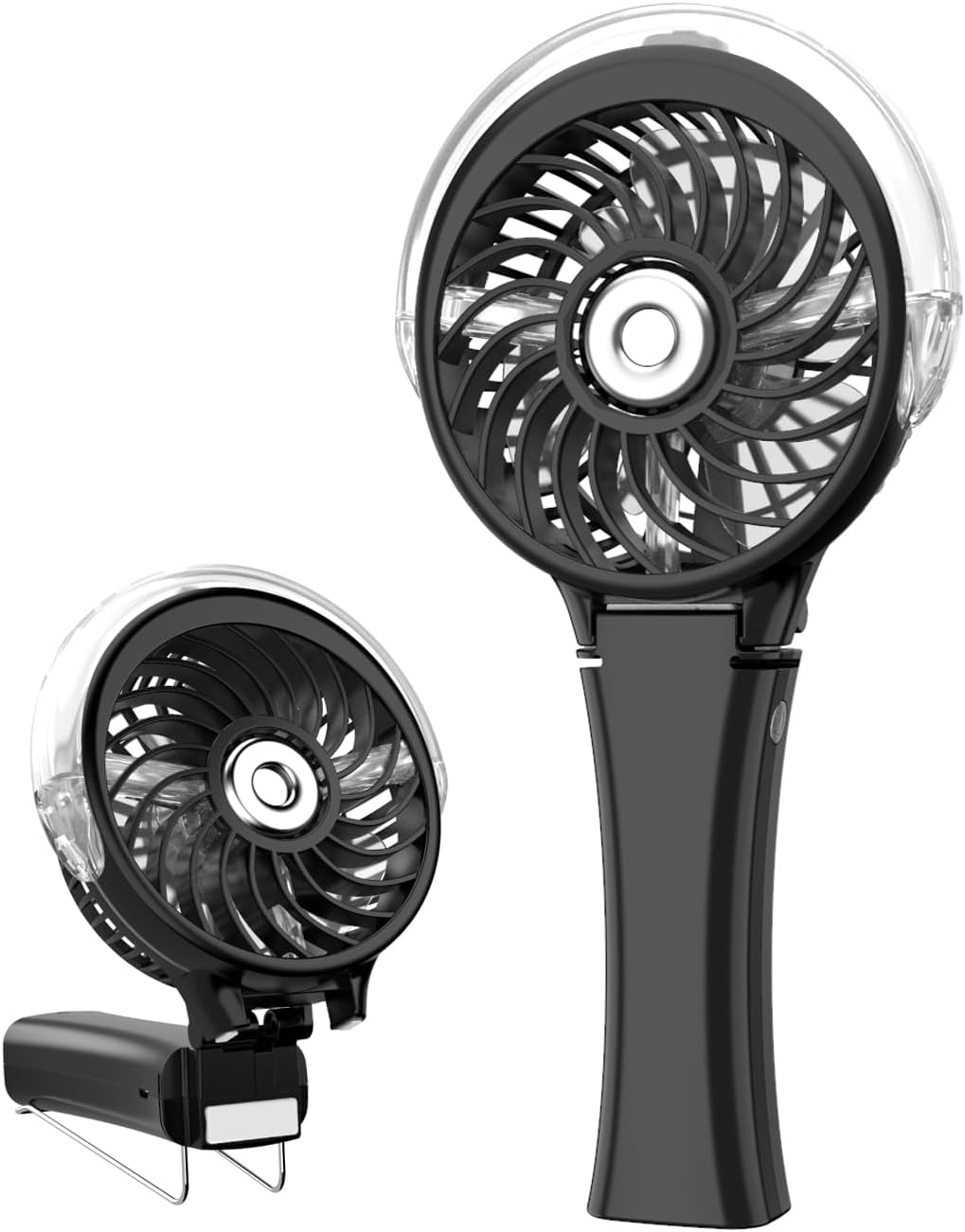 HandFan Handheld Misting Fan, Portable Mister Fan, USB Rechargeable Personal Mist Fan, Battery Operated Spray Water Fan, Foldable Mini Fan for Travel, Outdoors(Black)