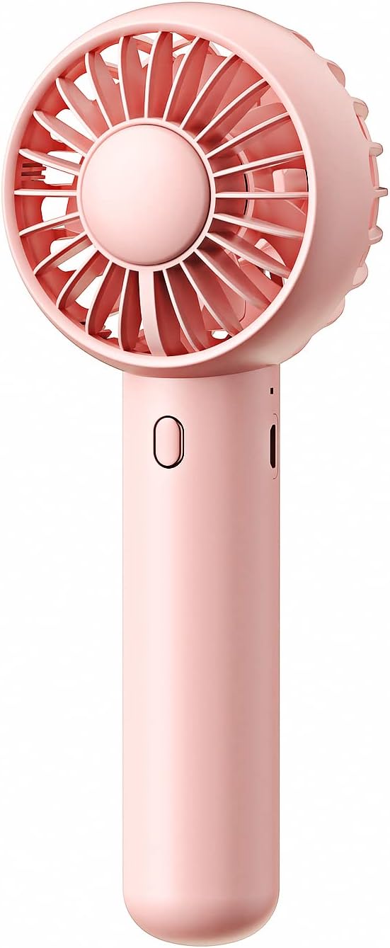 Gaiatop Mini Portable Fan, Powerful Handheld Fan, Cute Design 3 Speed Personal Small Desk Fan with Base, Lightweight Makeup USB Rechargeable Fan for Stylish Girl Women Travel Indoor Outdoor Pink