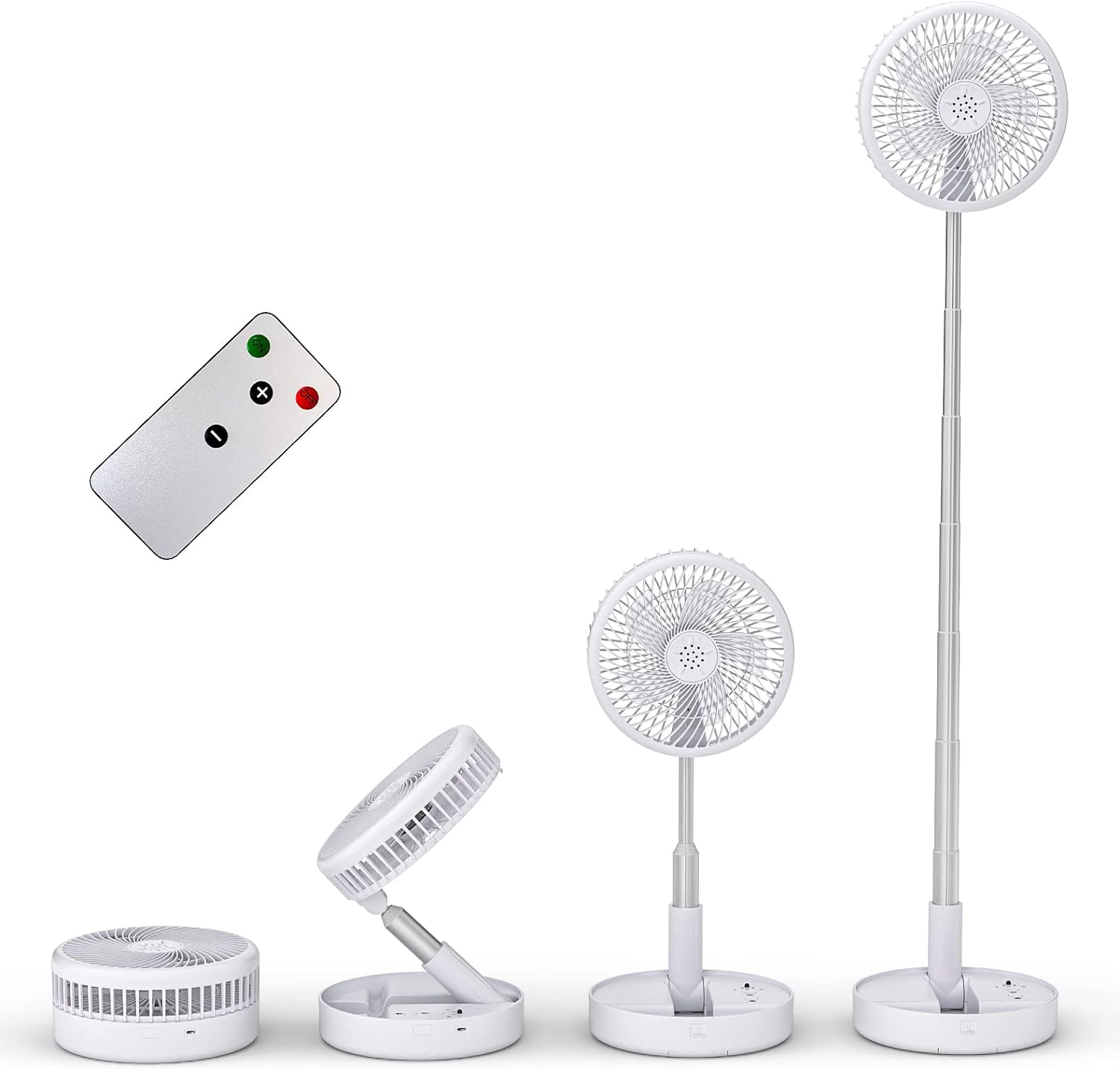 Primevolve Battery Operated Fan,Portable Rechargeable USB Floor Table Desk Fan with Adjustable Height, 4 Speed Settings Pedestal Fan for Bedroom Office Fishing Camping Travel, White 7.7