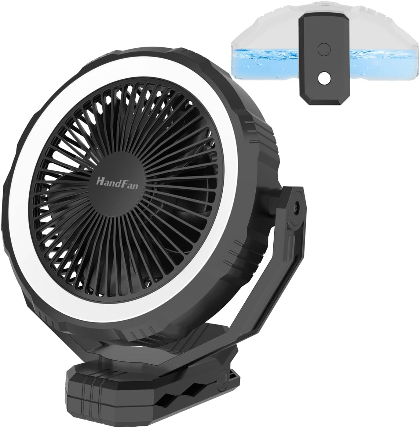 10000mAh Misting Fan Portable with Detachable Water Tank 400ml, 8 Inch Powerful Cool Mist Clip Fan, Battery Operated Rechargeable Fan, 2 Mister Modes, Sleep Timer, LED Lights, for Golf Cart, Outdoors