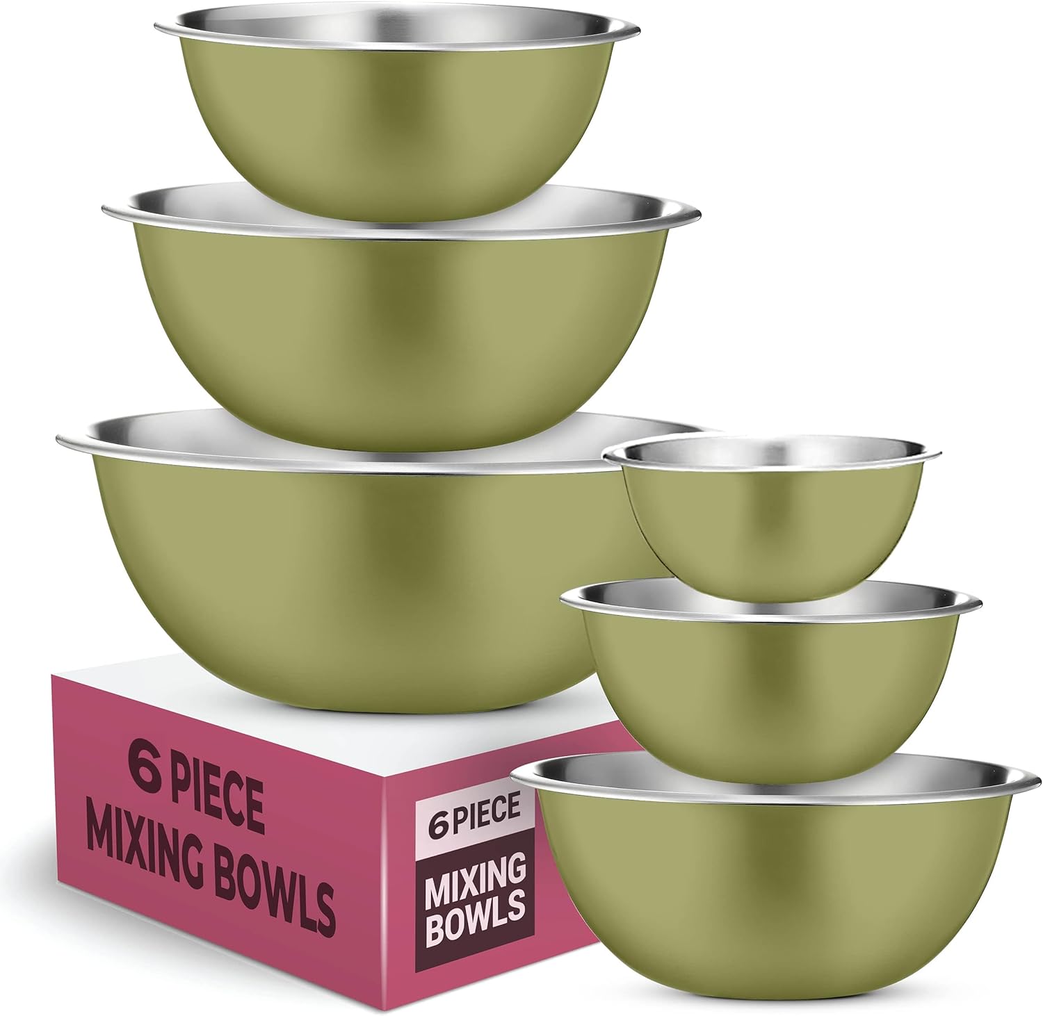 FineDine Stainless Steel Dishware Bowls - Easy To Clean, Nesting Bowls for Space Saving Storage, Great for Cooking, Baking, Prepping, 8 Quarts