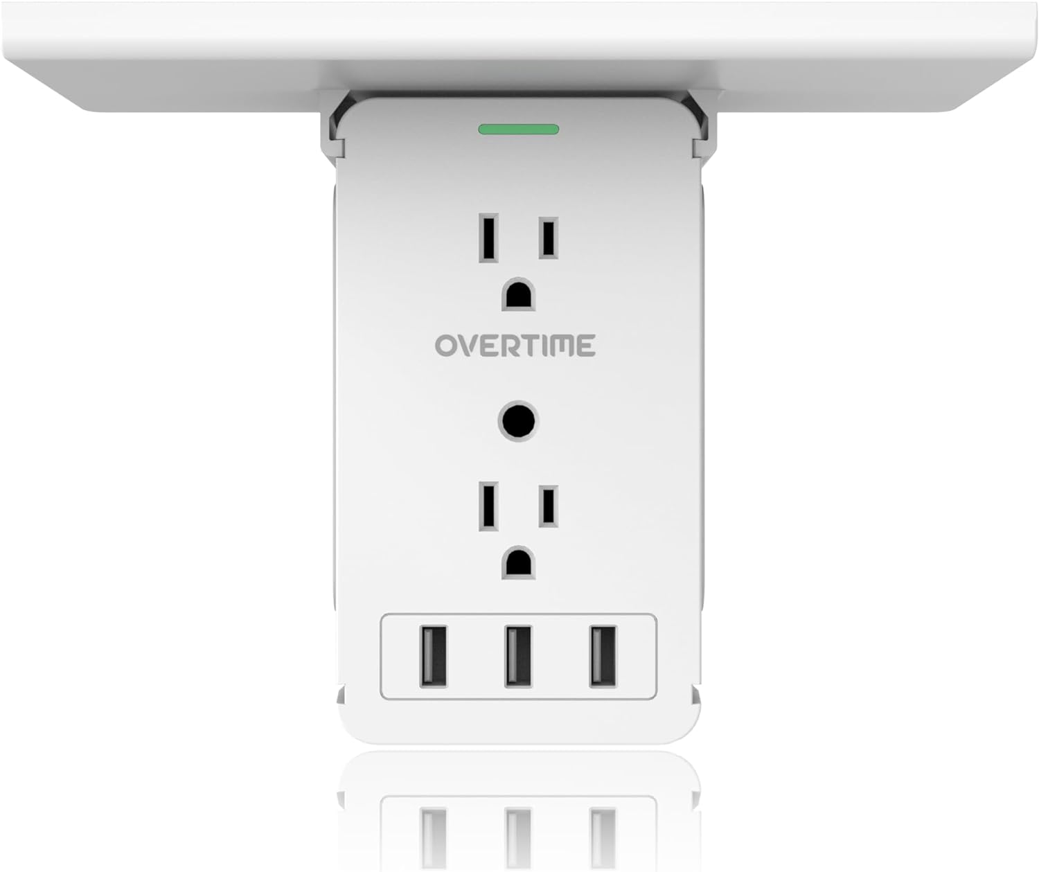 Multi Plug Outlet Extender and Universal Wall Charging Station | 8 Outlet Plug Extender with 3 USB Charging Ports and Organizer Shelf - White Wall Socket Outlet Extender (1-Pack)