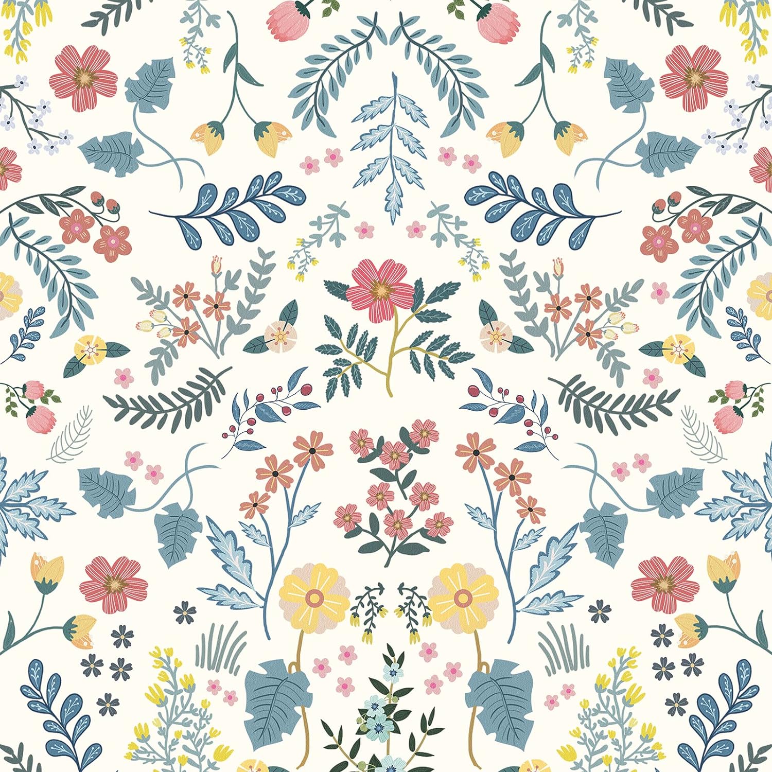 Floral Peel and Stick Wallpaper Wildwood Wallpaper Beige and Coral Farm Floral Wallpaper Contact Paper Self Adhesive Wallpaper 17.32x118.11