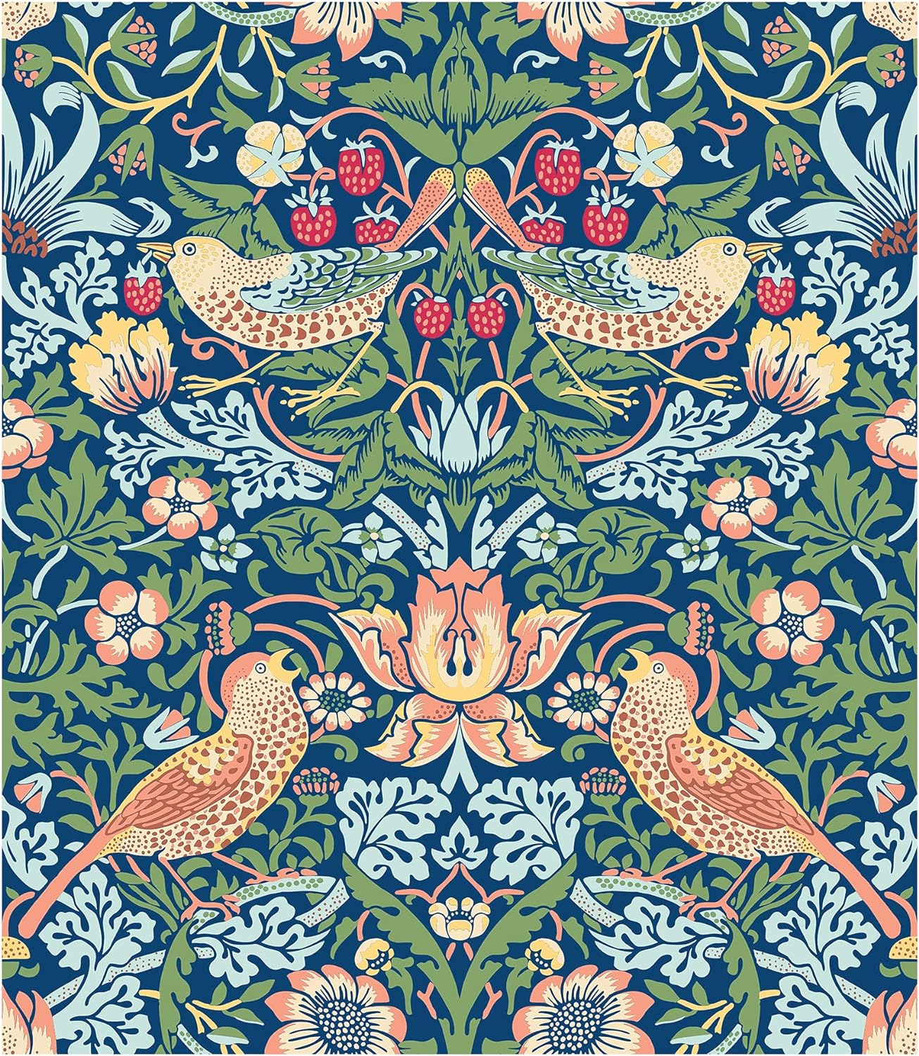 HAOKHOME 94029-1 Vintage Floral Peel and Stick Wallpaper Strawberry Thief Botanical Blue/Green Wall Murals Home Kitchen Bedroom Decor by William Morris 17.7in x 9.8ft