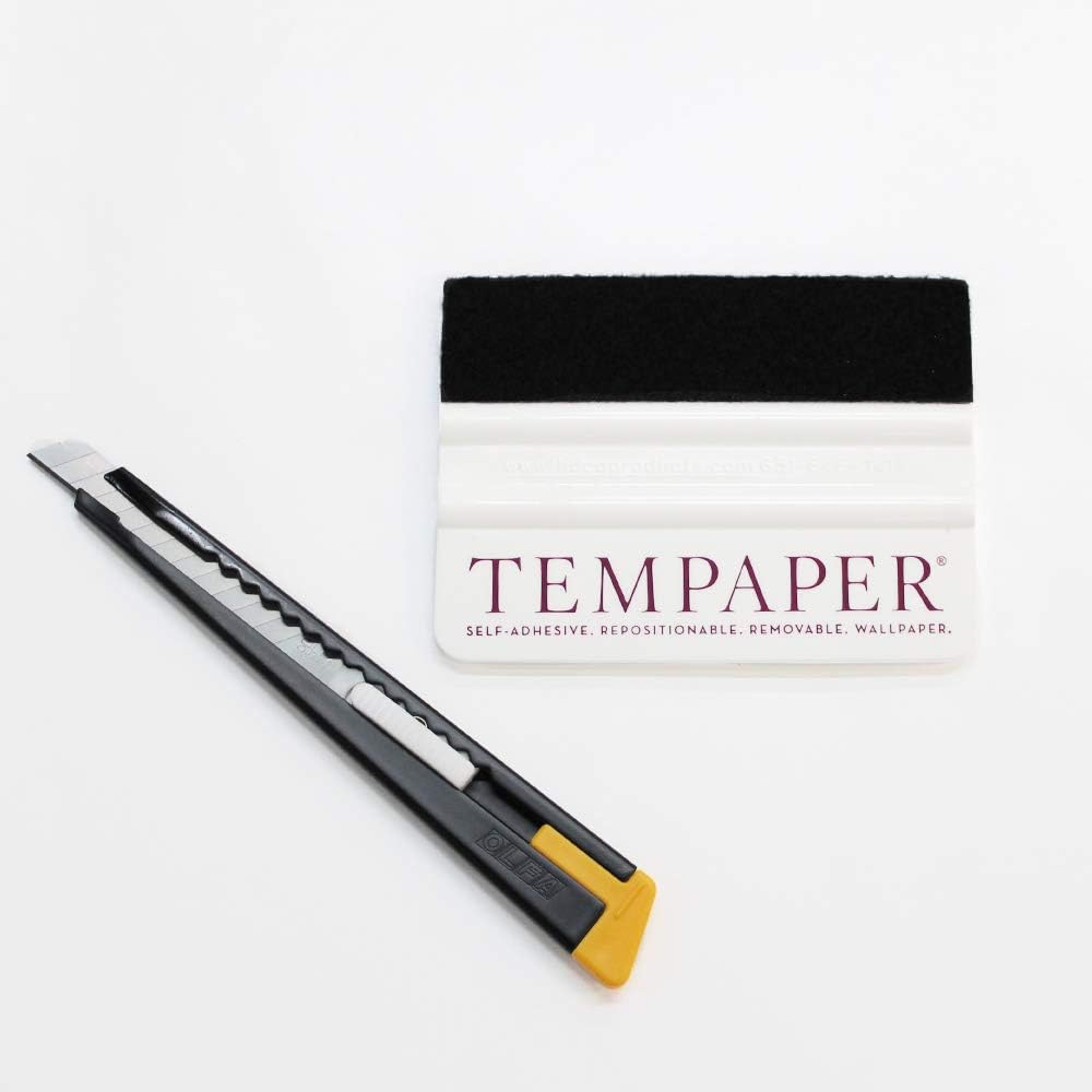 Tempaper Wallpaper Installation Kit | Peel and Stick Wallpaper Squeegee and Utility Cutting Knife, White (TT724)