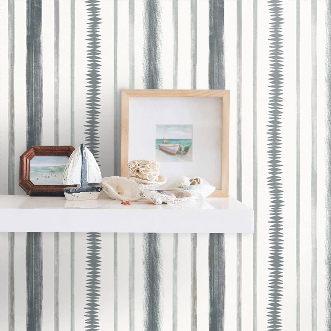 Timeet Grey and White Wallpaper Stripe Peel and Stick Wallpaper 17.378.7 Line Stripes Contact Paper Removable Self Adhesive Wallpaper for Bedroom Living Room Decor Vinyl