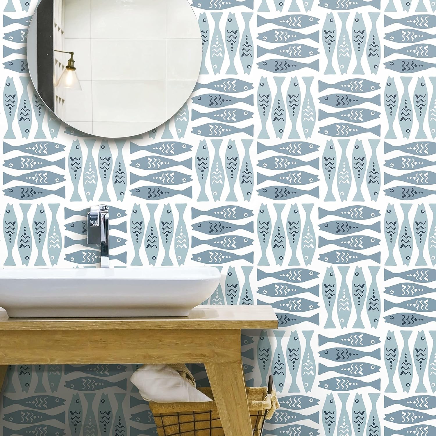 RoomMates RMK12096RL Jane Dixon Blue Sardinia Peel and Stick Wallpaper