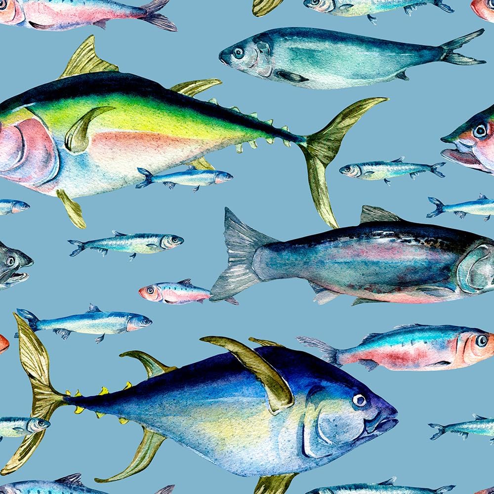 18x236 Colorful Ocean Fish Specimen Peel and Stick Wallpaper Easy Peel Off Contact Paper Vintage Vinyl Self Adhesive Removable Stick on Wall Paper for Kitchen Cabinet Renter Friendly