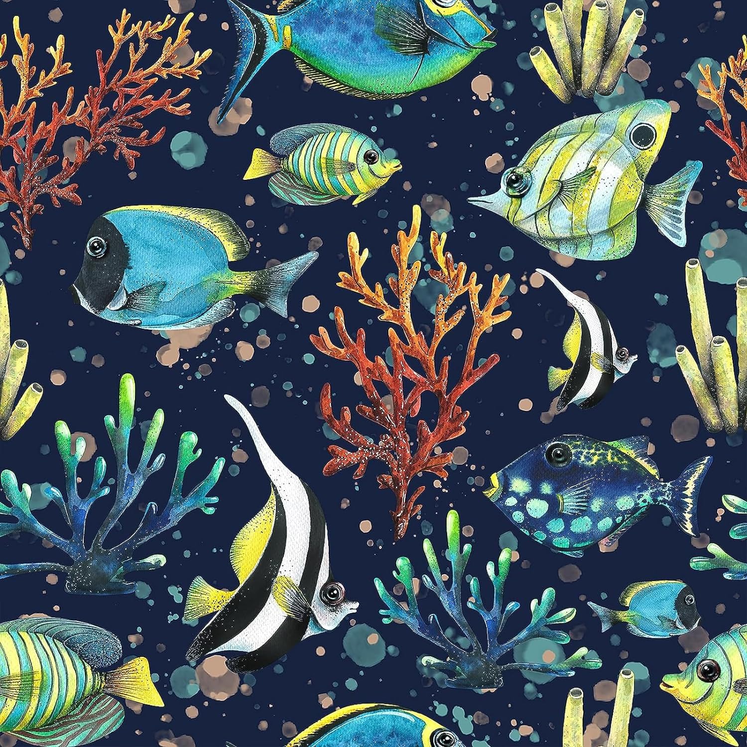 Fish Wallpaper Peel and Stick Wallpaper Removable Underwater World Fish Coral Wallpaper Vinyl Self Adhesive Contact Paper for Bedroom Bathroom Home Nursery Wall Countertops 17.7 x 118.11