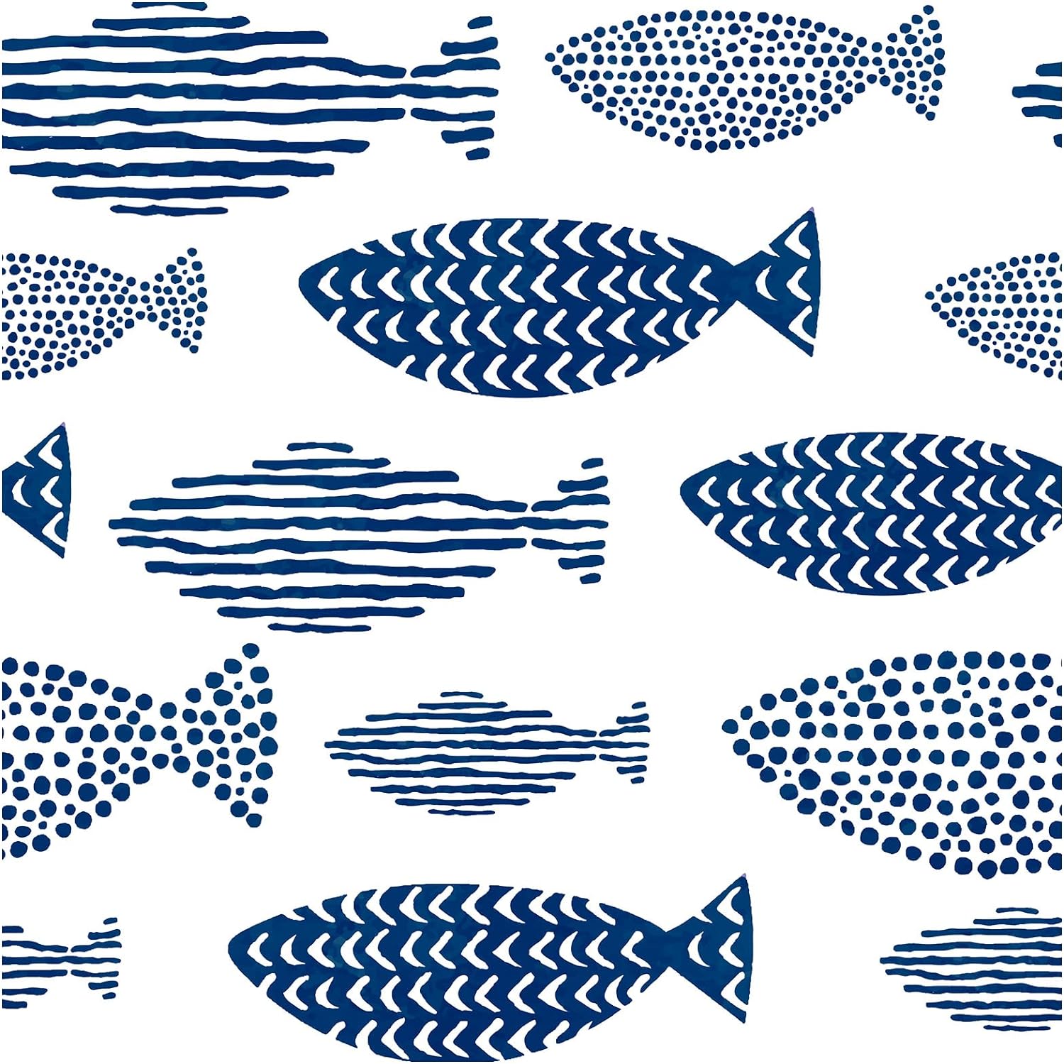 HAOKHOME 96040-1 Peel and Stick Wallpaper Abstract Underwater World Fish Trellis Indigo Blue Removable contactpaper for Home Bathroom Decorations 17.7in x 118in