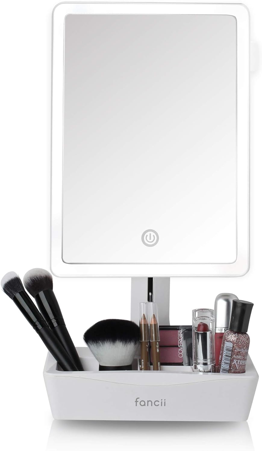 Fancii LED Lighted Large Vanity Makeup Mirror with 10X Magnifying Mirror - Dimmable Natural Light, Touch Screen, Dual Power, Adjustable Stand with Cosmetic Organizer - Gala