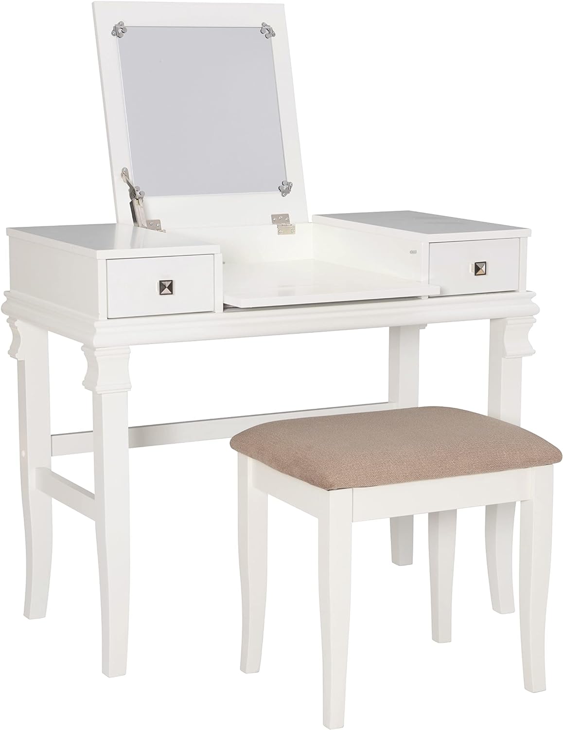 Linon White, Angela Vanity Set