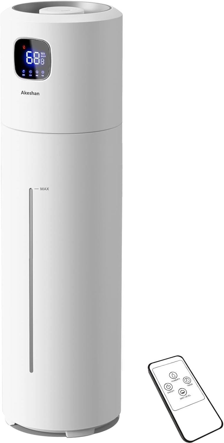 9L/2.5Gal Large Humidifiers for Large Bed Room, Ultrasonic Cool Mist Top Fill Humidifier with 350ML/H Large Mist Speed, Remote, Quiet Tower Humidifier for Baby Home Plant Yoga Sleep Office