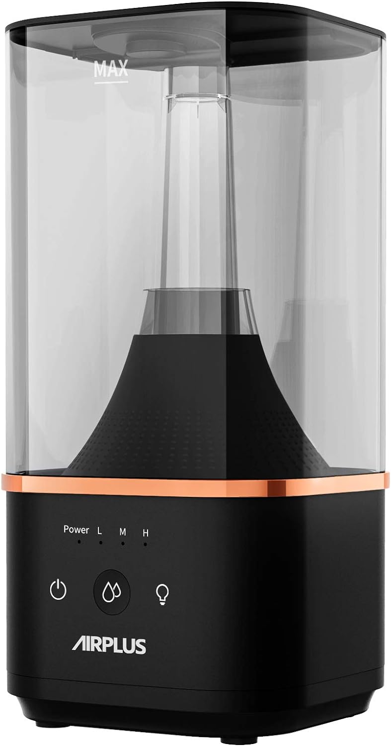 AIRPLUS Humidifier, Powerful Humidifier for Bedroom Lasting up to 60 Hours, Top-Refilling Cool Mist Humidifier with A Water Tank of 4.5L (USAP1988-N)