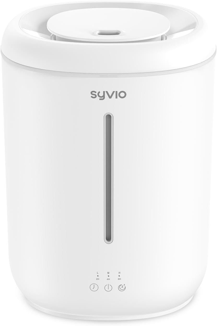 Syvio Humidifiers for Bedroom Large Room, Easy to Clean Humidifier Ultrasonic & Essential Oil Diffuser, Room Humidifier for Bedroom Baby Plant Cool Mist, Top Fill, Quiet, 360 Nozzle, Auto Off, 2.8L 