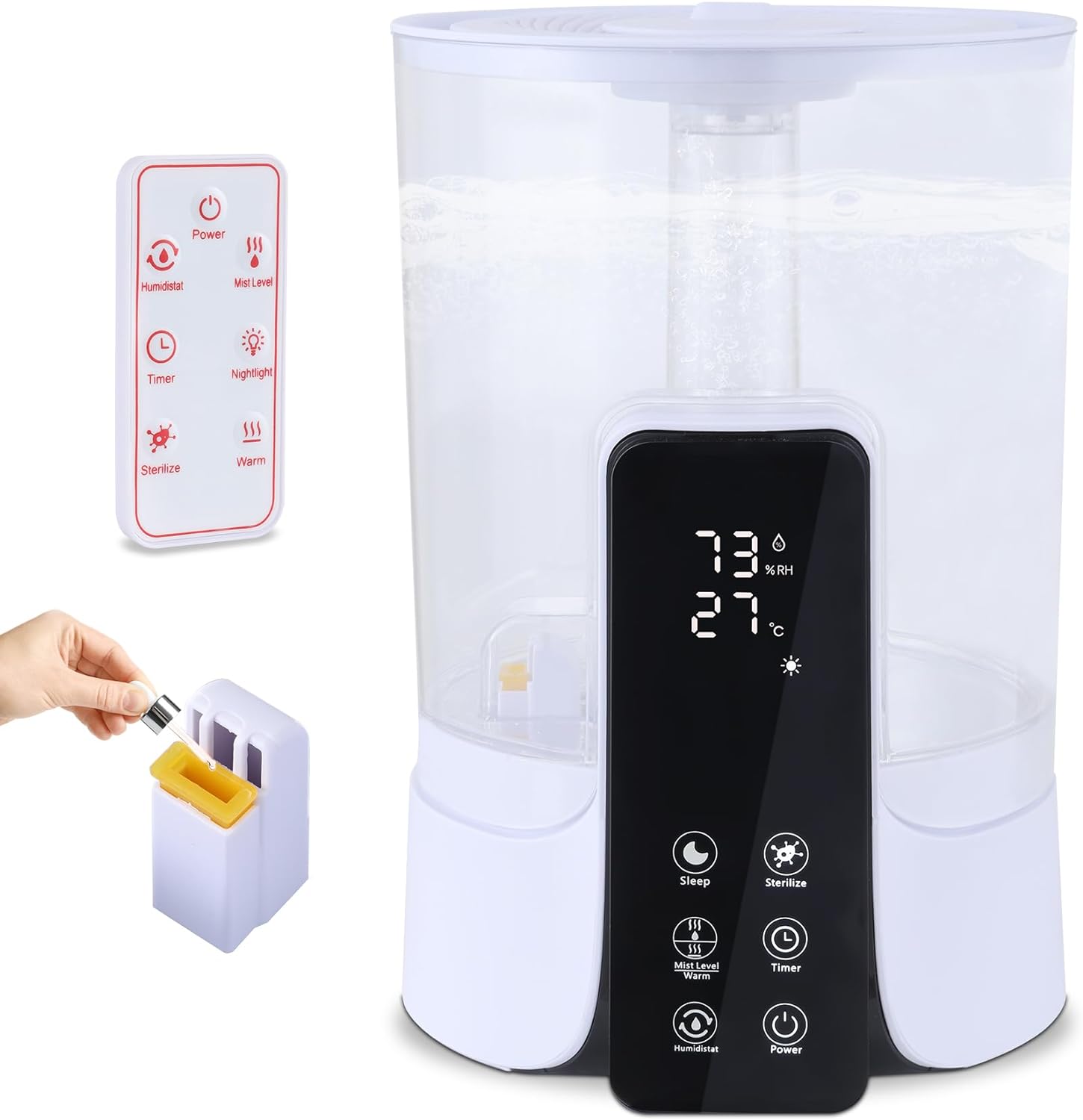 6L Remote Warm And Cool Mist Humidifiers For Bedroom,Whole House Top Fill Ultrasonic Humidifier With Essential Oil Diffuser For Baby, Humidifiers for Large Room, Air Humidifiers for Bedroom