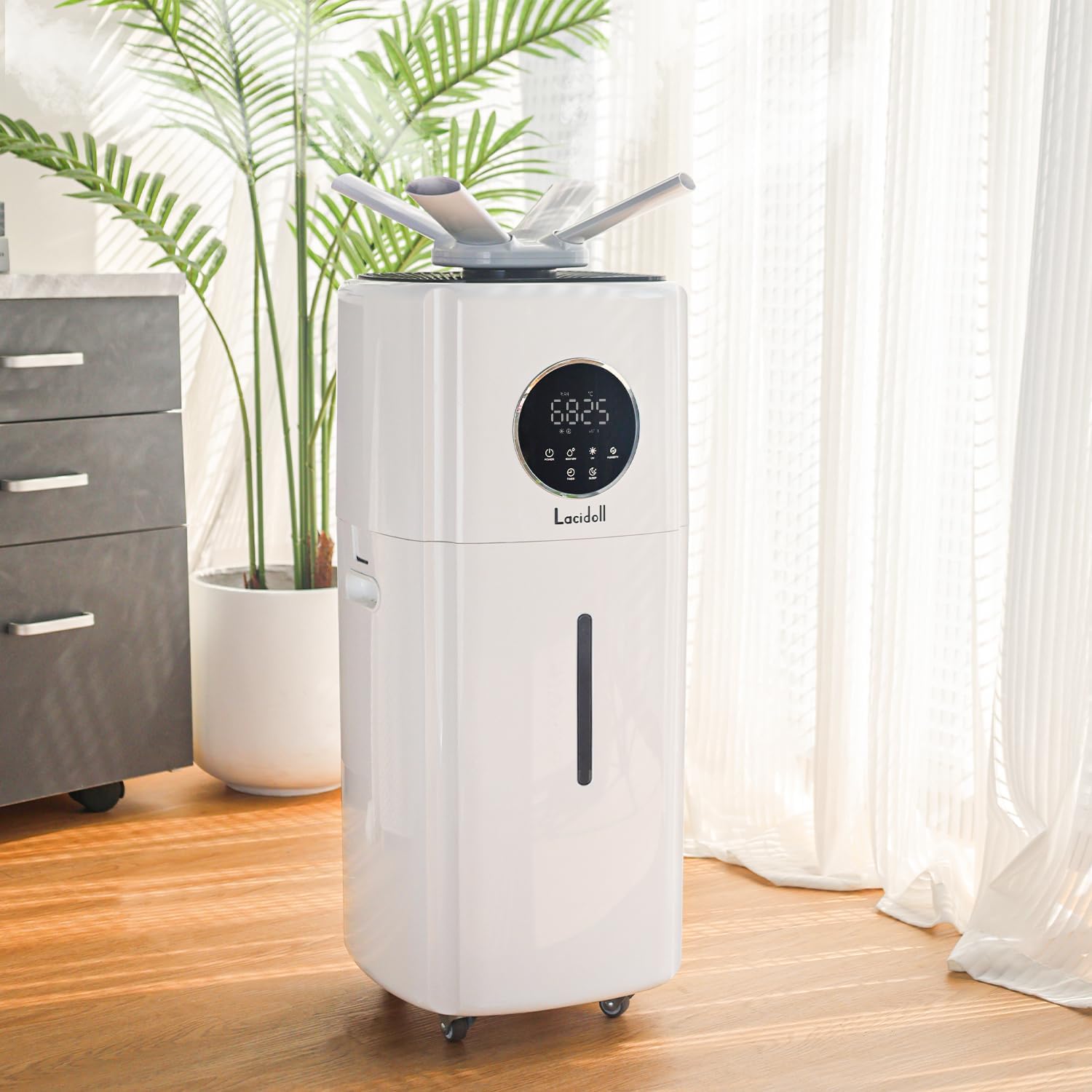 Humidifiers for Large Room Whole House Humidifier for Home 2000 sq.ft, 5.5Gal Cool Mist Top Fill Humidifier Floor Humidifier 21L 2000ML/H Dual 360 Nozzles 3 Speed