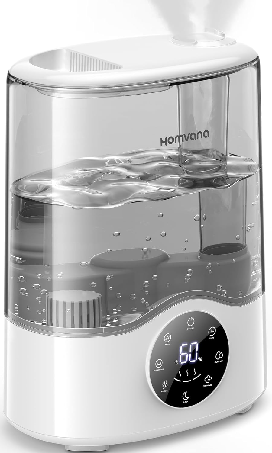 Homvana Smart Humidifier Warm & Cool Mist 7L (807ft), Top-Fill Humidifiers for Bedroom Baby Plants Home Nursery, Auto Adapt Mist Quick Air Humidity in Large Room, Easy to Clean, Quiet, Essential Oil