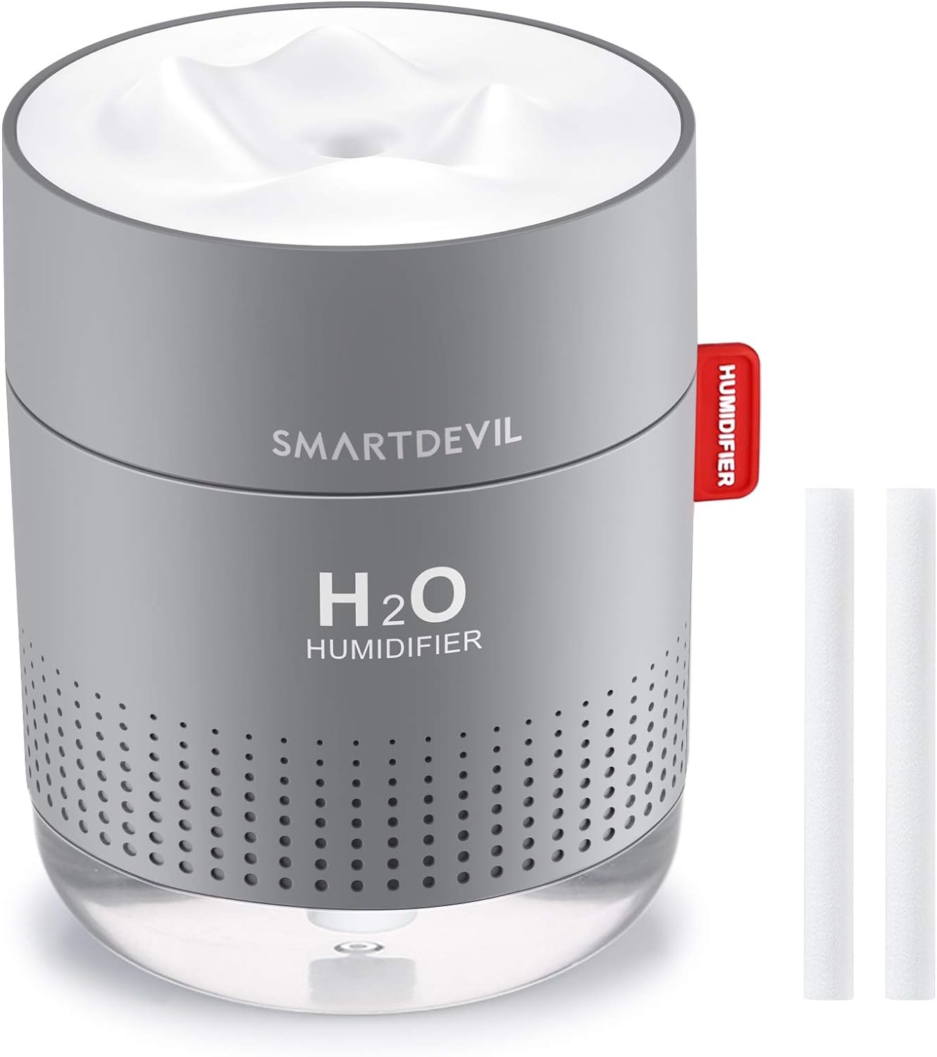 SmartDevil Small Humidifiers, 500ml Desk Humidifiers, Whisper-Quiet Operation, Night Light Function, Two Spray Modes,Auto Shut-Off for Bedroom, Babies Room, Office, Home (Gray)