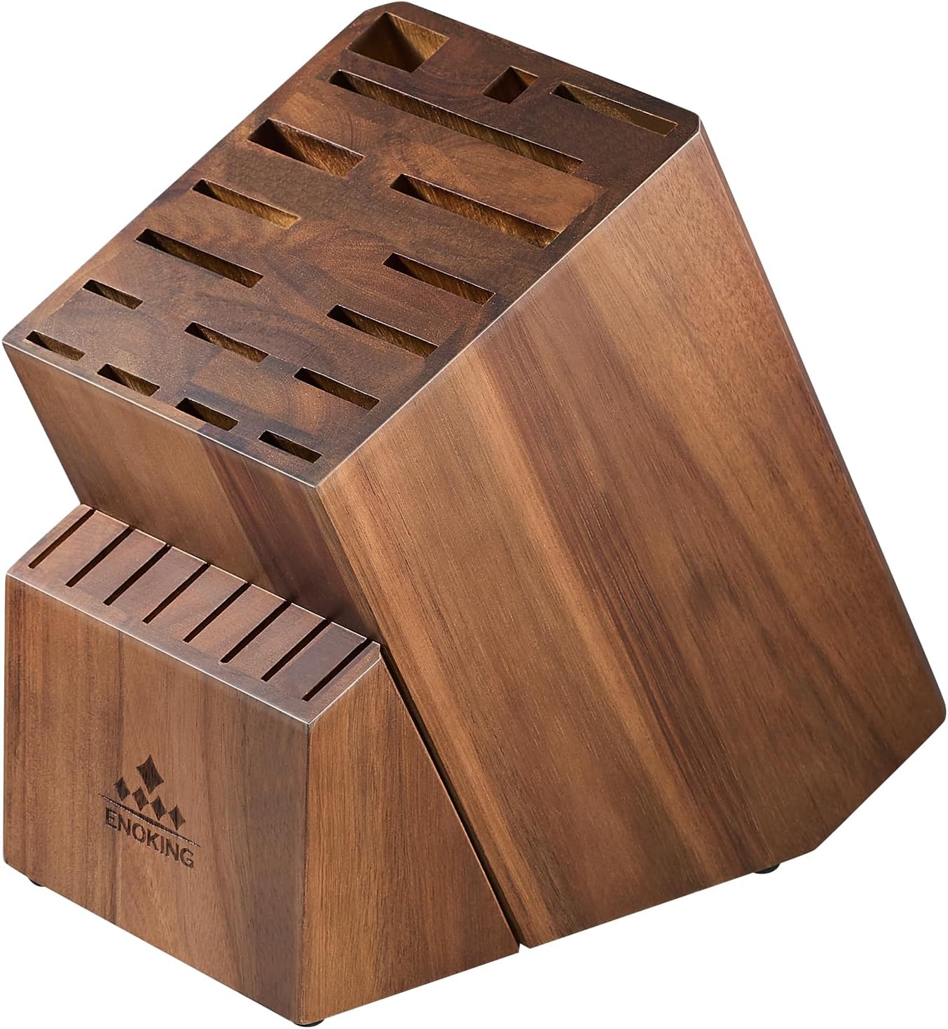 ENOKING Knife Block without Knives, Large Knife Holder- 25 Slots Acacia Wood Universal Knife Block, Butcher Block Countertop for Knife Storage Organizer