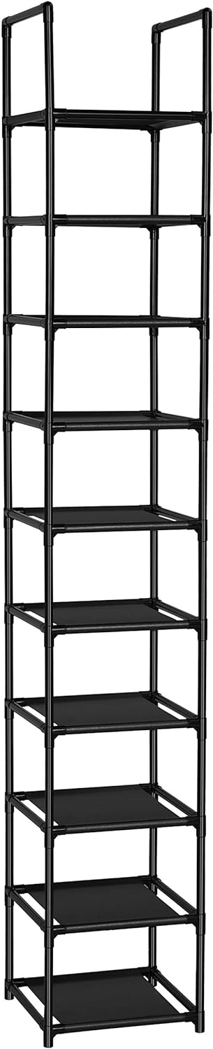 FIDUCIAL HOME 10 Tiers Shoe Rack Space Saving Vertical Single Pairs Sturdy Shoe Shelf Storage Organizer